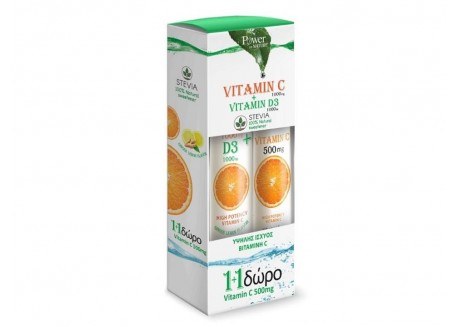 POWER HEALTH Vitamin C 1000 mg & D3 1000iu 24 + 20 αναβράζοντα δισκία